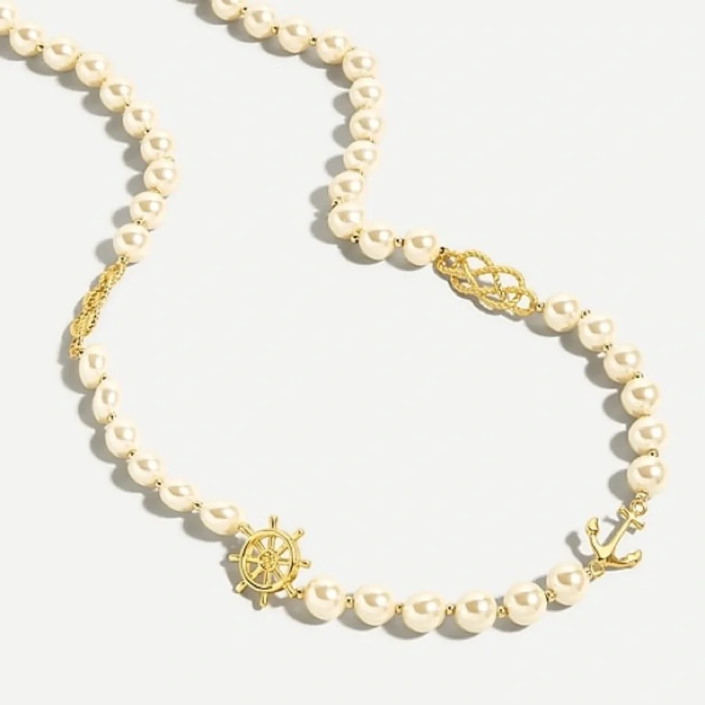 J Crew Nautical charm pearl necklace nwt